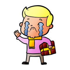 Fototapeta premium cartoon man crying