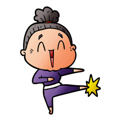 cartoon happy old lady