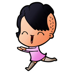 cartoon happy hipster girl