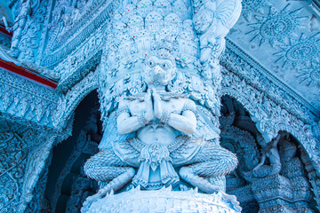 Beautiful molding art at Ming Muang temple in Nan province