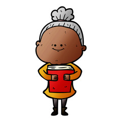 cartoon happy old woman