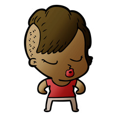 cartoon pretty hipster girl