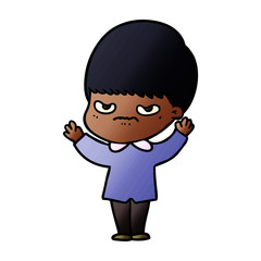 annoyed cartoon boy