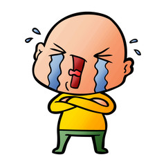 cartoon crying bald man