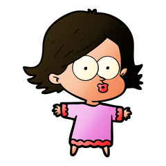 cartoon girl pouting