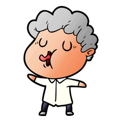 cartoon man pulling face