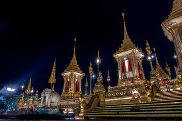 Fototapeta premium The Royal Crematorium for His Majesty the late King Bhumibol Adulyadej, at Sanam Luang at night