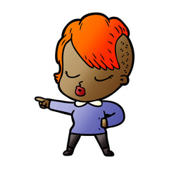 cartoon pretty hipster girl