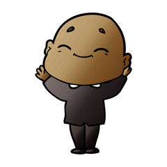 cartoon happy bald man