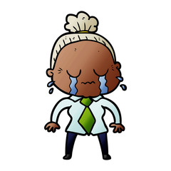 cartoon crying old lady