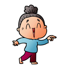 cartoon happy old lady