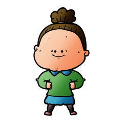 cartoon happy old woman