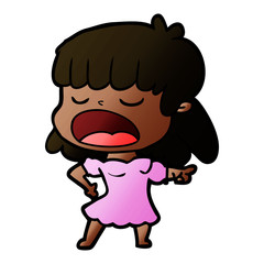 cartoon woman talking loudly