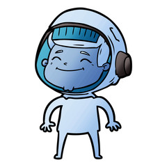 happy cartoon astronaut