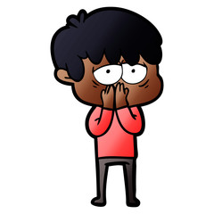 cartoon exhausted boy