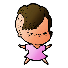 cartoon annoyed hipster girl
