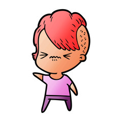 cartoon annoyed hipster girl