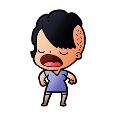 cartoon cool hipster girl talking