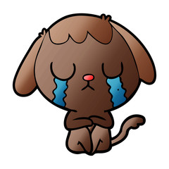 cute cartoon dog crying