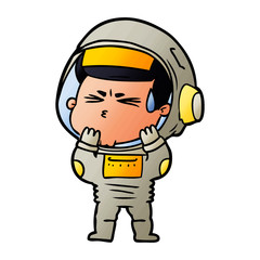 cartoon stressed astronaut