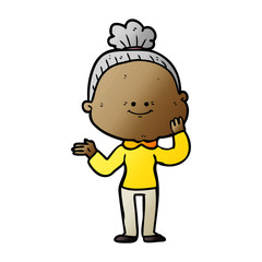 cartoon happy old woman