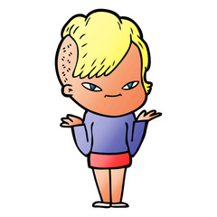 cute cartoon girl with hipster haircut