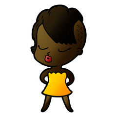 Obraz premium cartoon pretty hipster girl