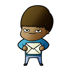 angry cartoon boy