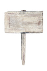 Wooden sign isolated on white background