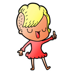 cute cartoon girl with hipster haircut