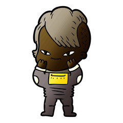 Fototapeta premium cute cartoon girl with hipster haircut