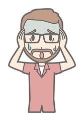 Men who are wearing eyeglasses and having beards are in a panic