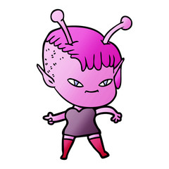 cute cartoon alien girl
