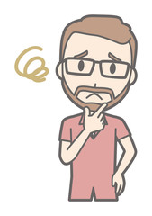 A man who is wearing eyeglasses and has a mustache is in trouble