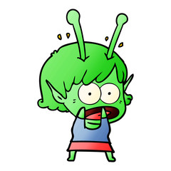 cartoon shocked alien girl