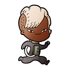 cute cartoon girl with hipster haircut