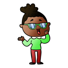 cartoon happy woman wearing spectacles
