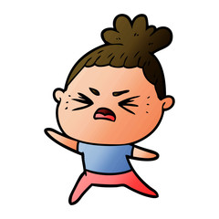 cartoon angry woman