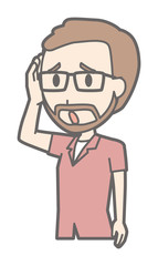 A man who is wearing eyeglasses and has a mustache is in trouble