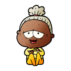 cartoon happy old lady