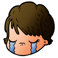 cartoon female face crying