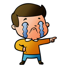 Obraz premium cartoon man crying