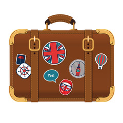 Vector illustration of travel brown suitcase