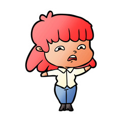Fototapeta premium cartoon worried woman