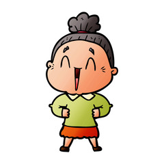 cartoon happy old lady