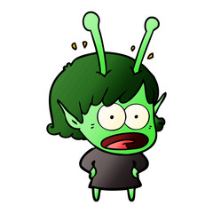 cartoon shocked alien girl