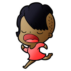 cartoon cool hipster girl talking