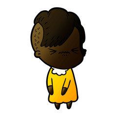 cartoon annoyed hipster girl