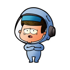 cartoon tired astronaut
