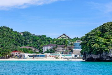 Fototapeta premium Plaża Punta Bunga, widok z wody na wyspie Boracay
